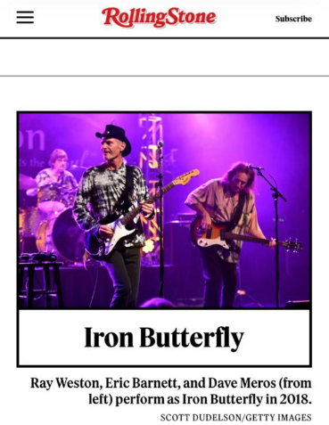 Rolling Stone feature: Ray Weston, Eric Barnett and Dave Meros perform as Iron Butterfly in 2018